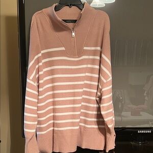 Zesica Striped Half Zip Sweater
